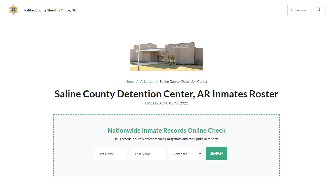 Saline County Detention Center, AR Jail Roster, Name Search